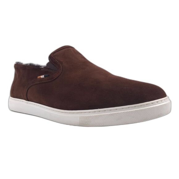 ALLEN EDMONDS Courtside Slip-on Sneaker Brown Suede Shearling Lined Old Money - Picture 5 of 8